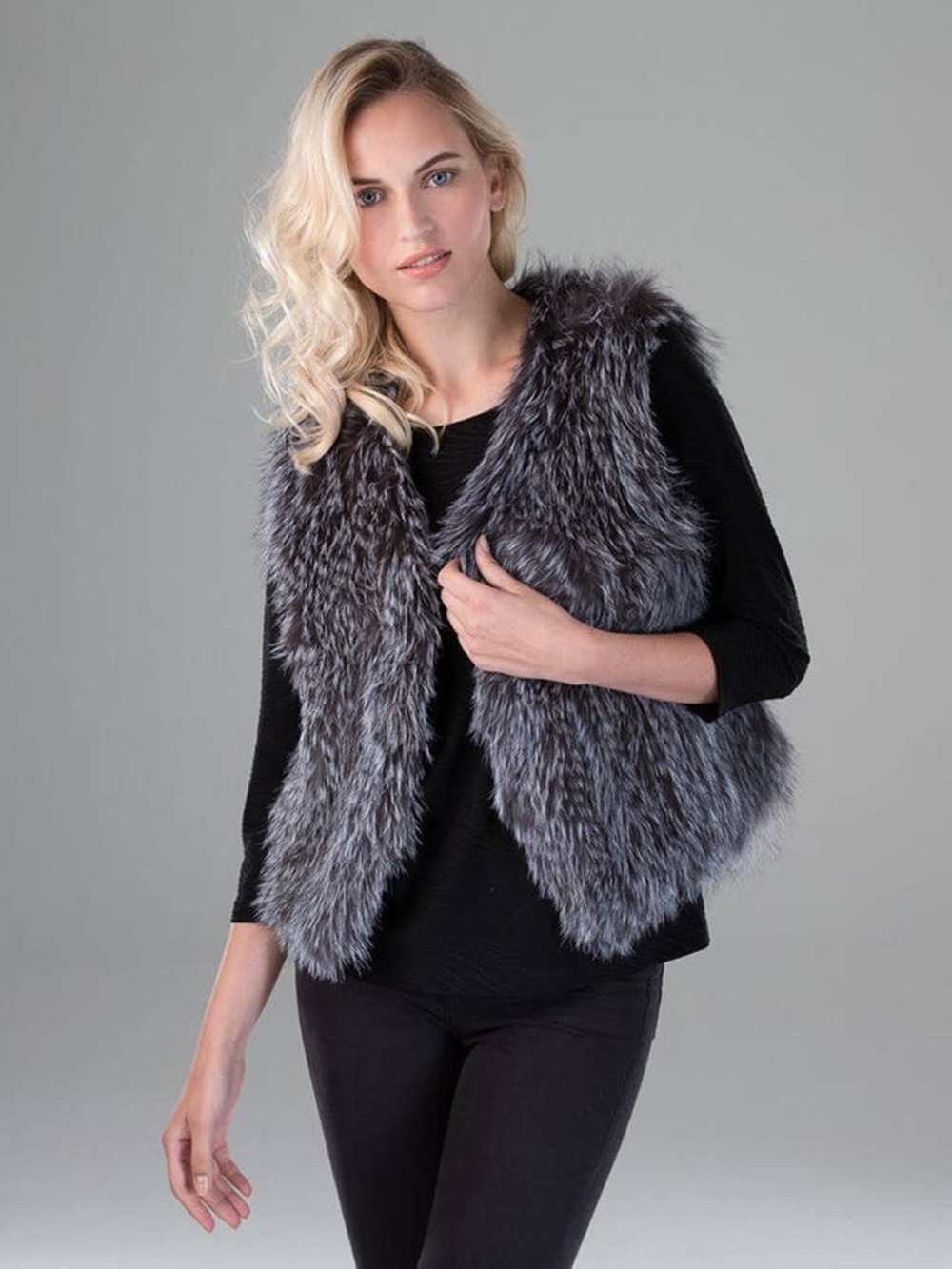 Surell Silver-Gray Fox X Fur Vest